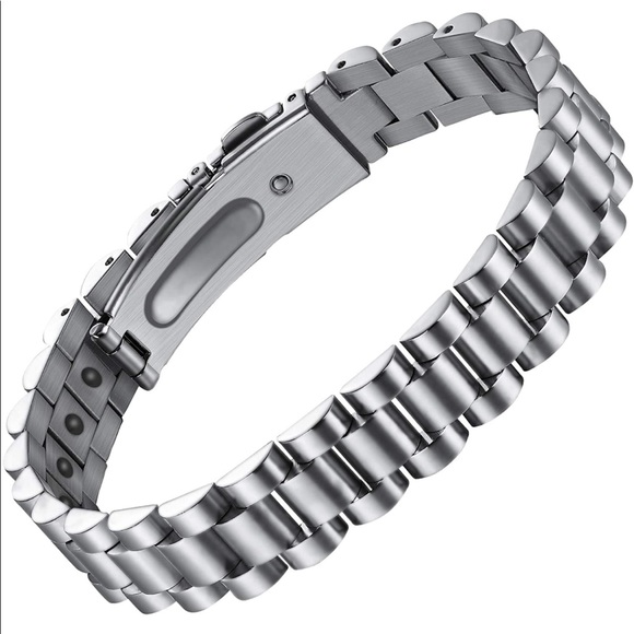Other - Mens Silver Titanium Magnetic Therapy Bracelet (Brand New)